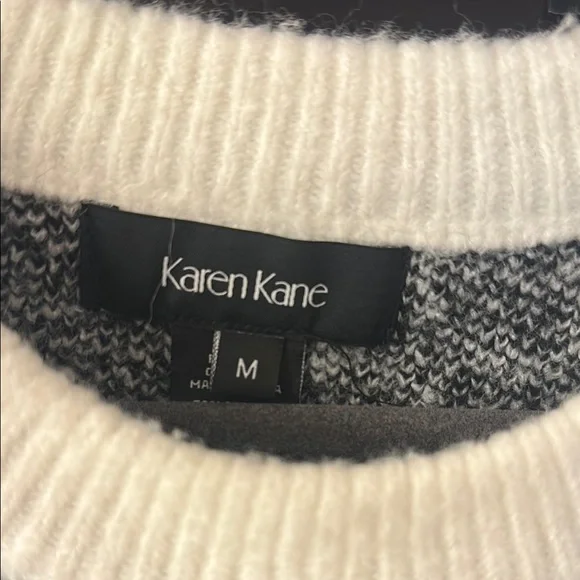 Karen Kane Black and White Plaid Crew Neck Sweater - Picture 2 of 6